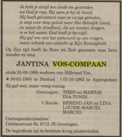jantina compaan in 1993.